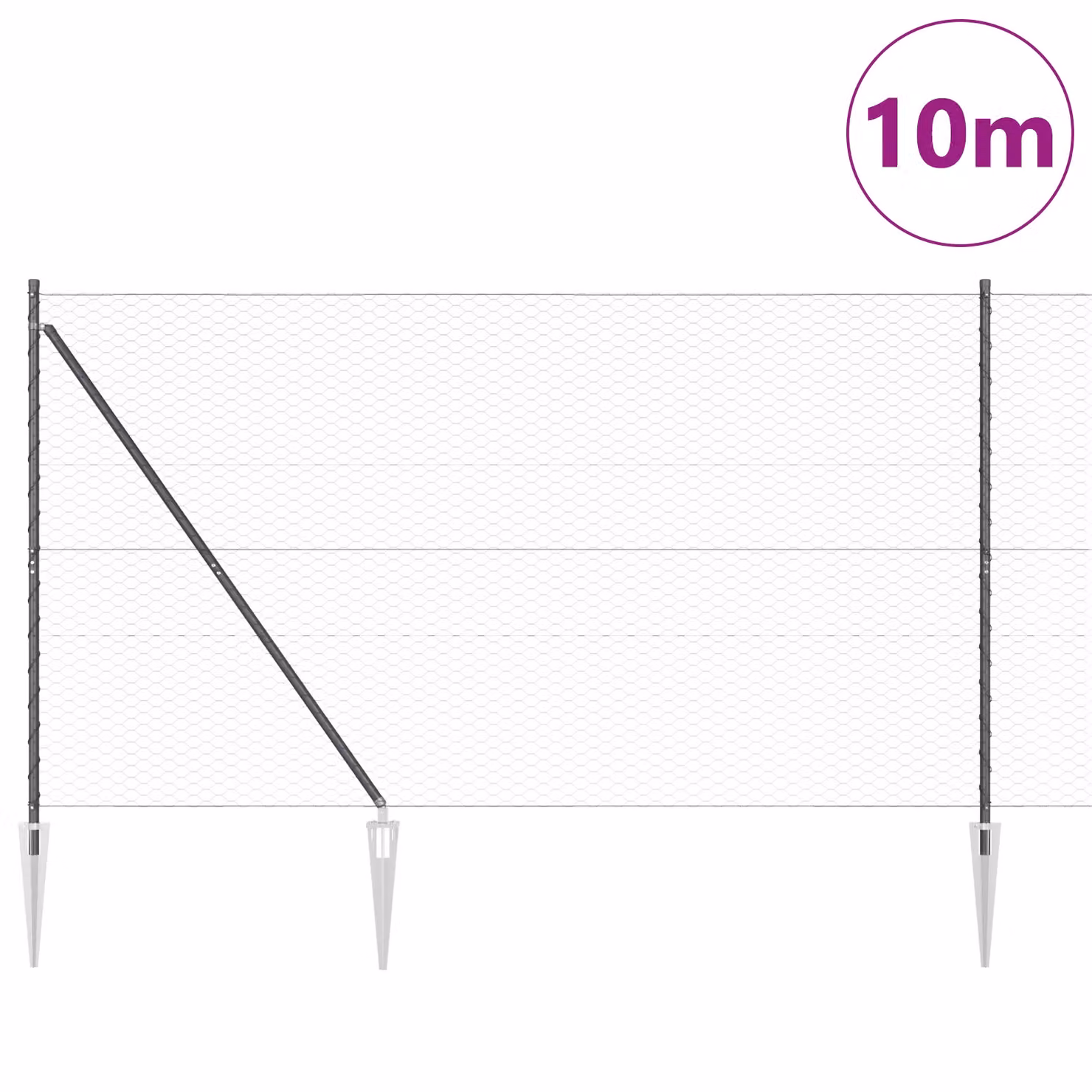 Berkfield Home Hexagon Steel Fence, Grey, W/H: 10 x 1.5 m – 3