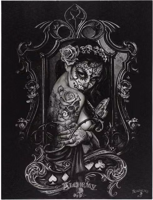 Alchemy Gothic Widow's Weeds Black Canvas Wall Art, W: 19 cm, H: 25 cm