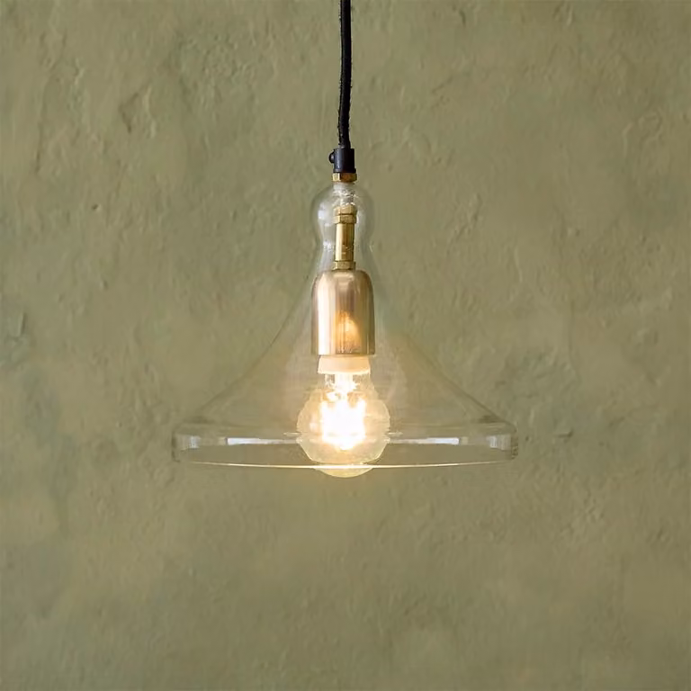 Atkin and Thyme Daphne Glass Pendant Light in Gold/Brass and Transparent