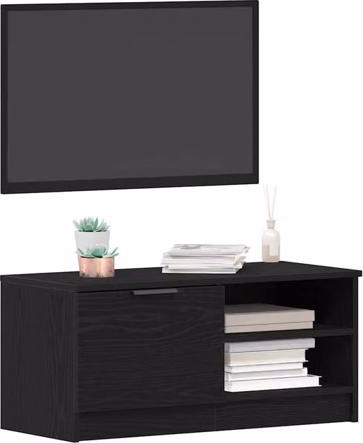 Berkfield Home Modern TV Cabinet in Black Oak, W/D/H: 80 x 35 x 36.5 cm