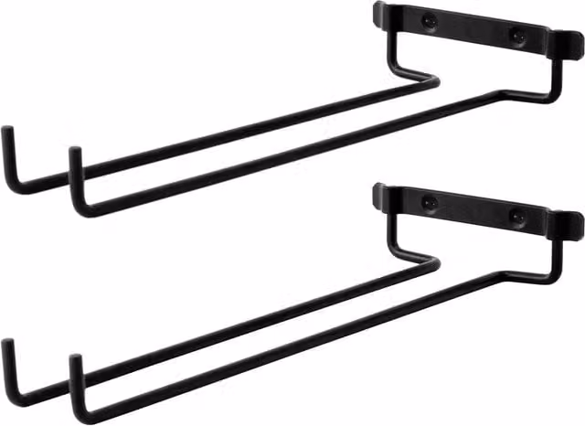 Joejis Set of 2 Black Metal Wall Mounted Wine Glass Racks