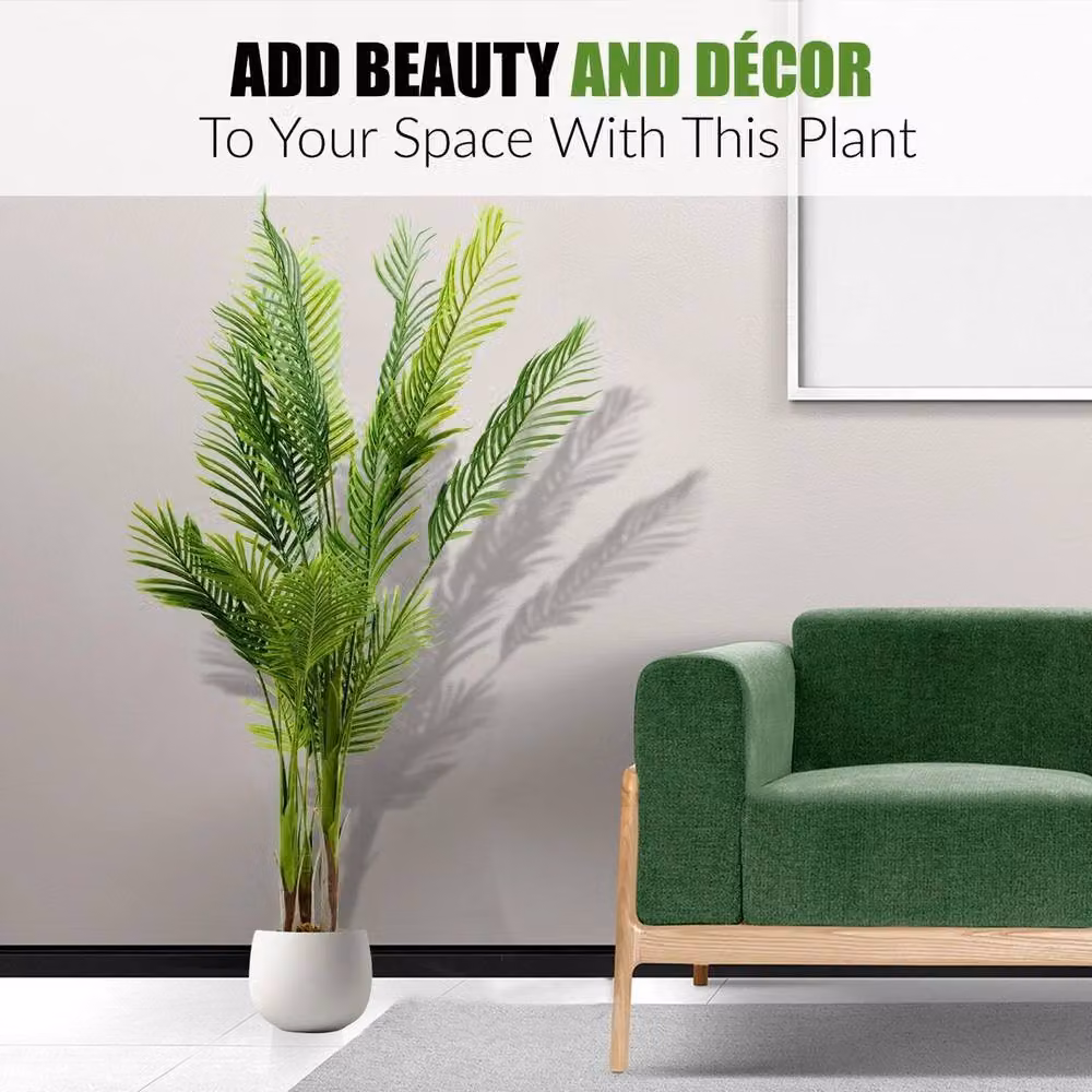 VOGREX Large Realistic Artificial Green Palm Tree for Home or Office Decor, Height: 150 cm – 2