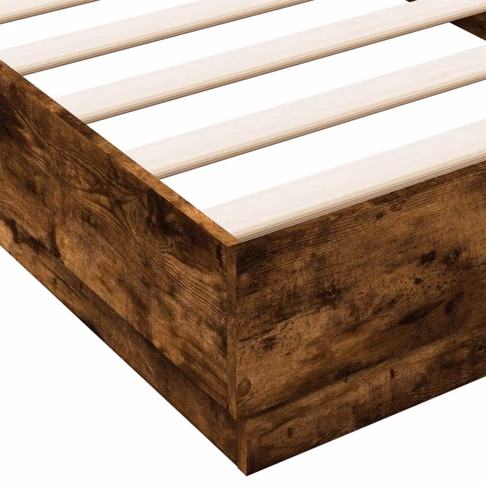 Berkfield Home Smoked Oak Bed Frame in Brown, W/D/H: 100 x 200 cm – 4