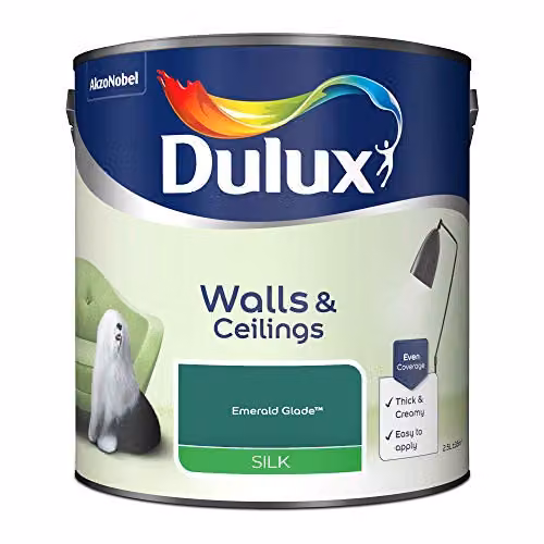 Dulux Walls & Ceilings Silk Emulsion Paint, Green, 2.5 l – 2