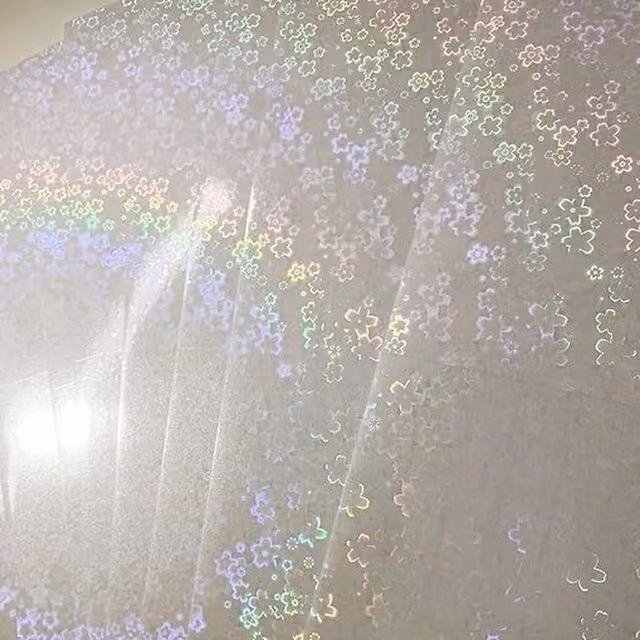 Syntego Pack of 5 Holographic Floral Vinyl Overlay Sheets in Multicolour and White