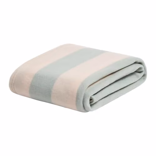 OHS Striped Polar Fleece Throw Blanket in Sage and Cream, W/D/H: 120 x 150 cm – 1