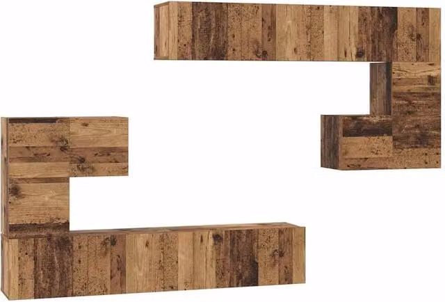 Berkfield Home Wall-mounted TV Cabinet, 8 Piece Set, Brown, W/D/H: 30.5 x 30 x 30 cm