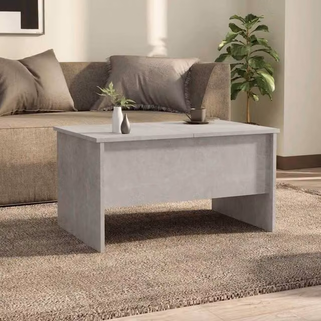 Berkfield Home Modern Coffee Table in Concrete Grey, W/D/H: 80 x 50 x 42.5 cm