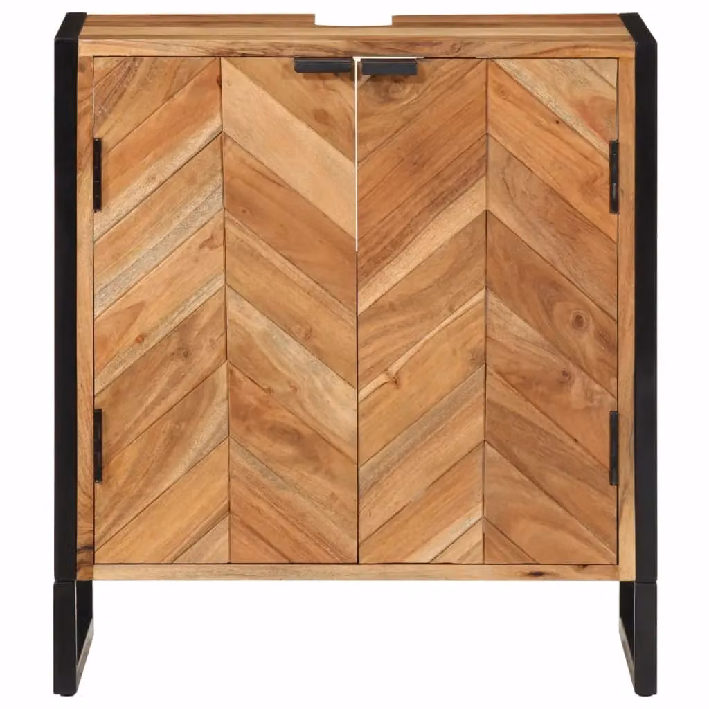Berkfield Home Industrial Bathroom Cabinet in Brown Acacia Wood and Iron, W/D/H: 55 x 35 x 60 cm – 3