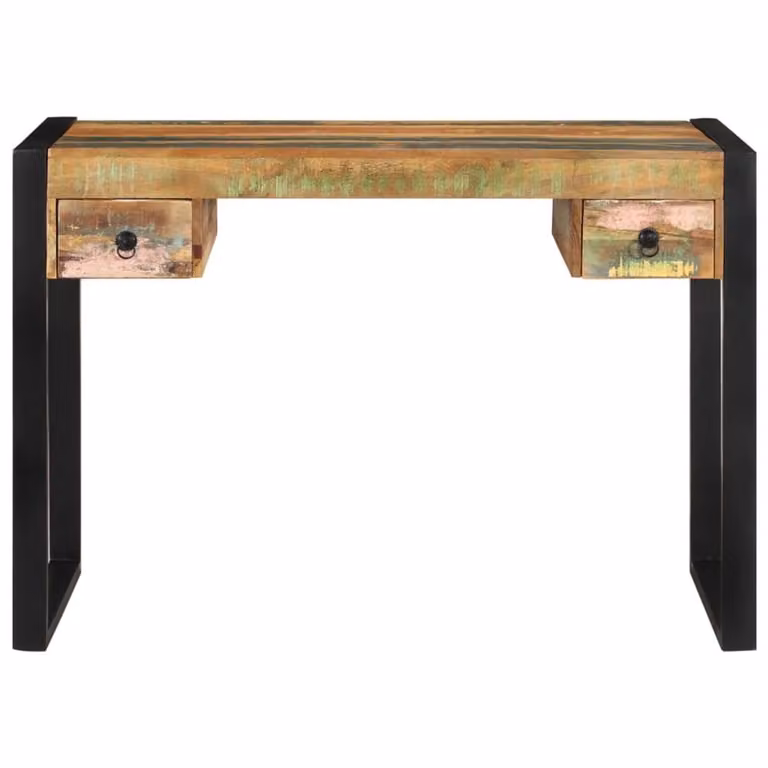 Berkfield Retro Writing Desk in Multicolour Solid Reclaimed Wood with Sled Base