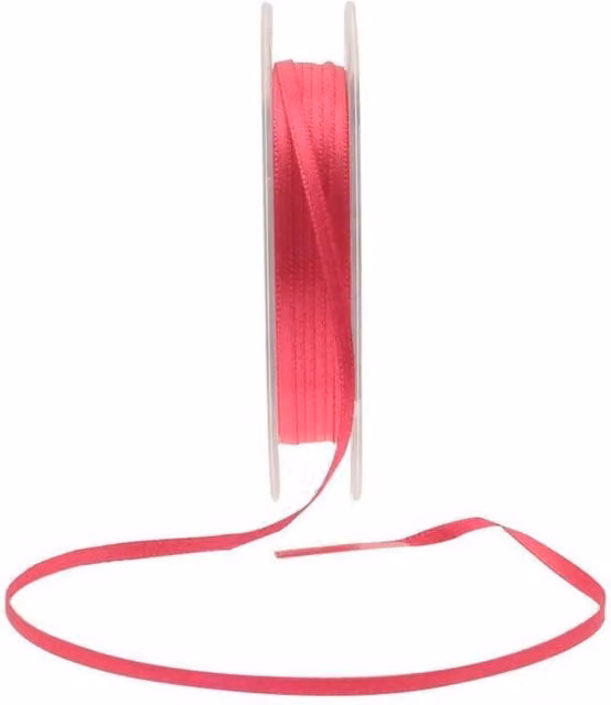 KDMD 3mm Dark Pink Cerise Satin Ribbon, 3 Pack