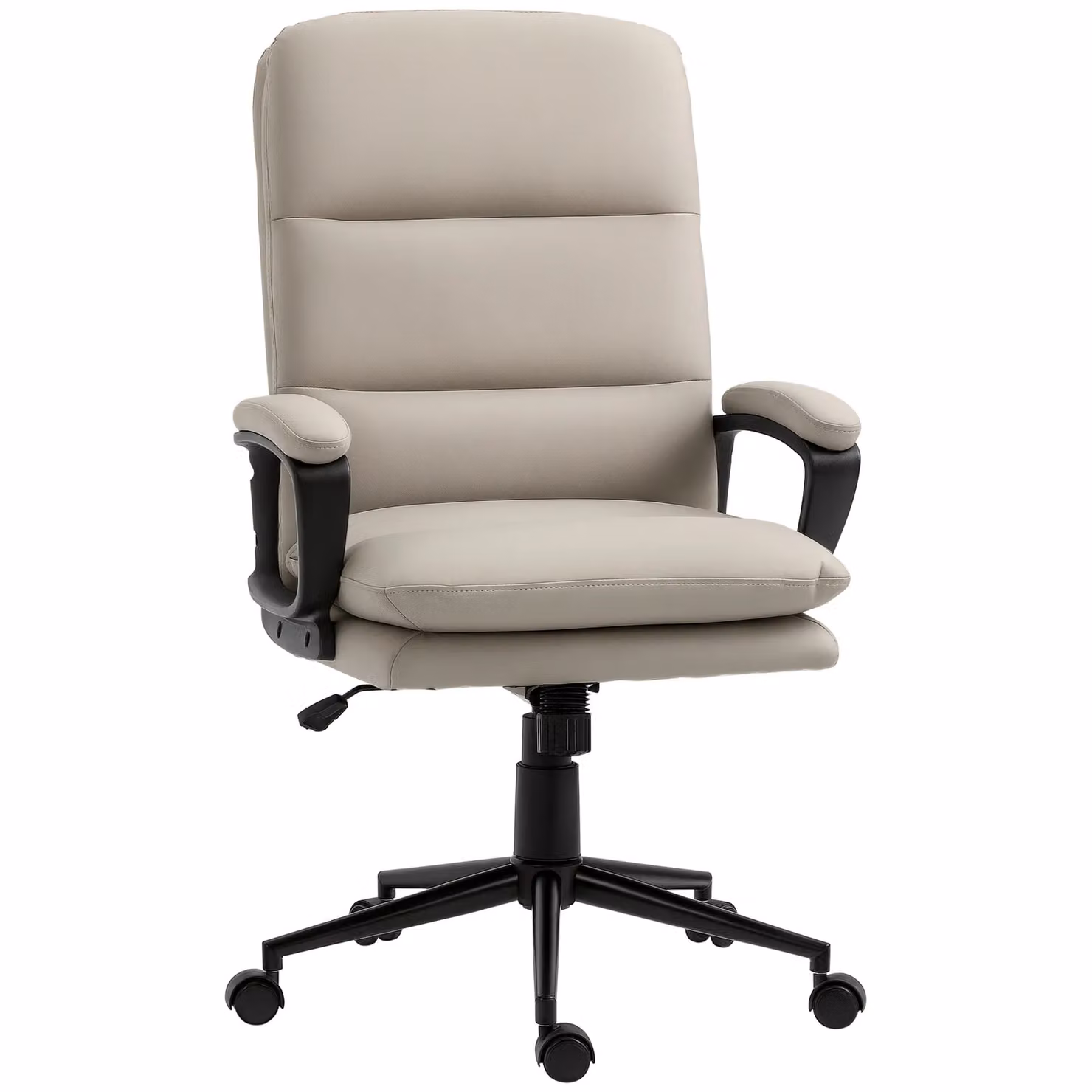 VINSETTO Modern PU Leather Office Task Chair with Armrests and Swivel Function, Light Grey – 2
