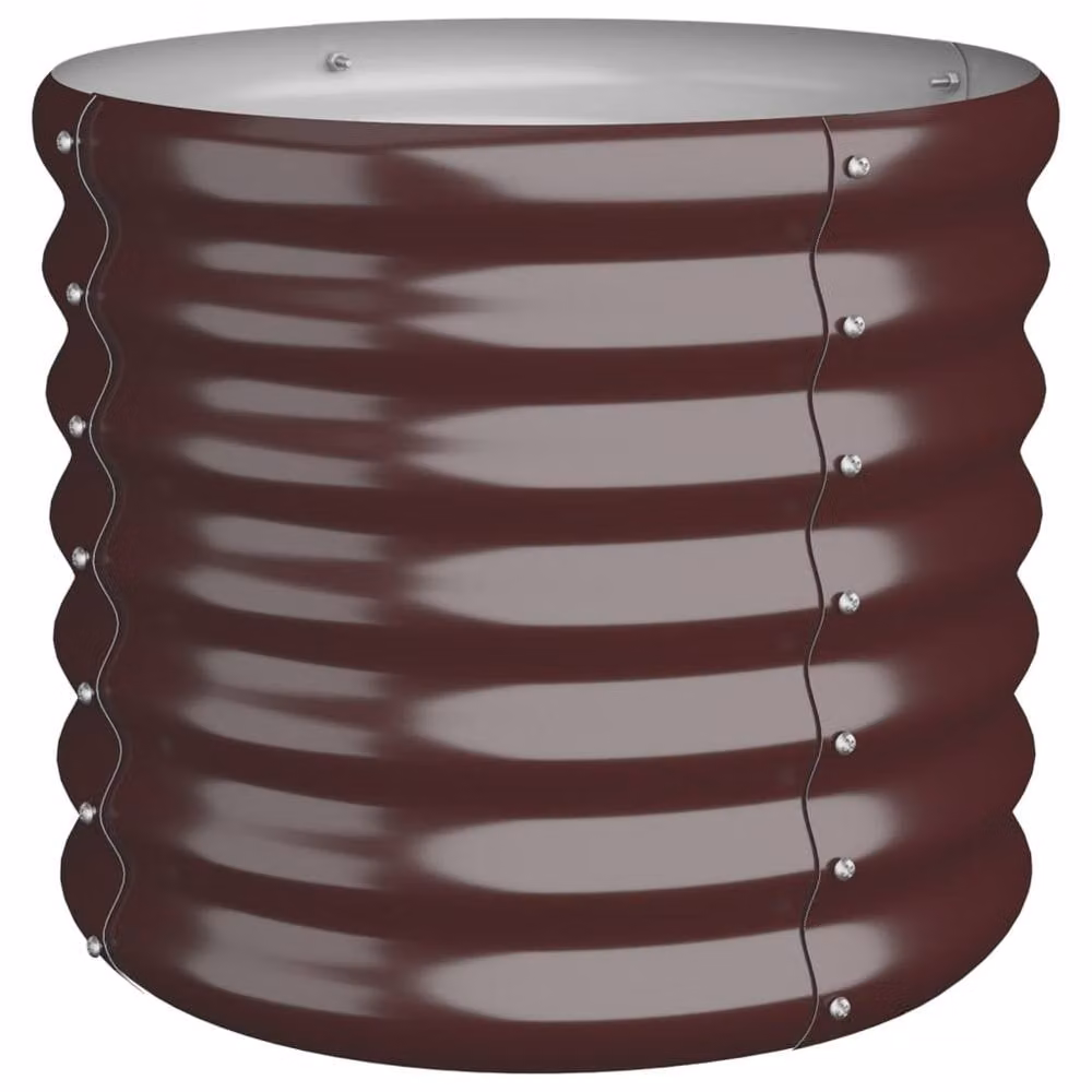 Berkfield Home Durable Powder-coated Steel Garden Planter Tub, Brown, W/D/H: 40 x 40 x 36 cm – 3