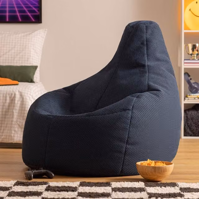 Icon Gaming Performance Mesh XL Recliner Bean Bag in Navy Blue