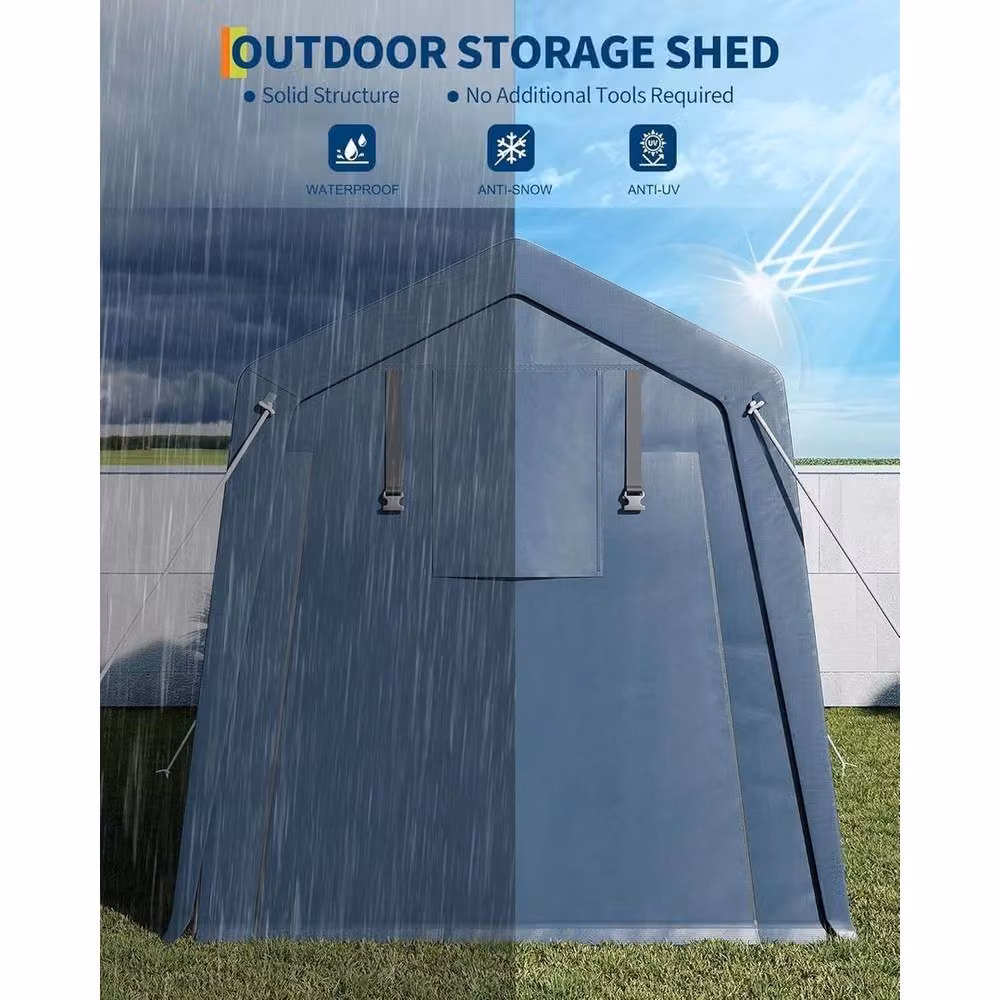VOGREX Grey Portable Outdoor Motorcycle Storage Shelter Garage – 3