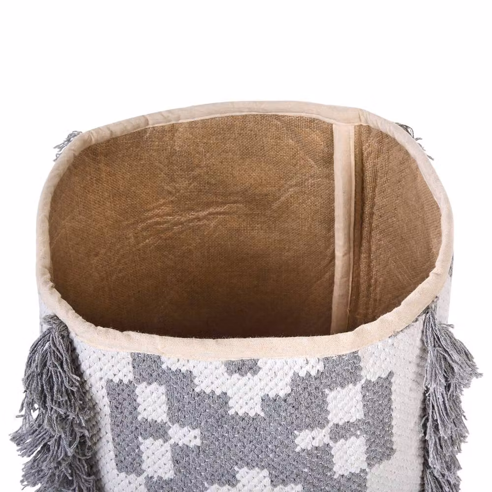 Wyld and Coco Set of 2 Open Weave Cotton Storage Baskets in White and Grey – 3