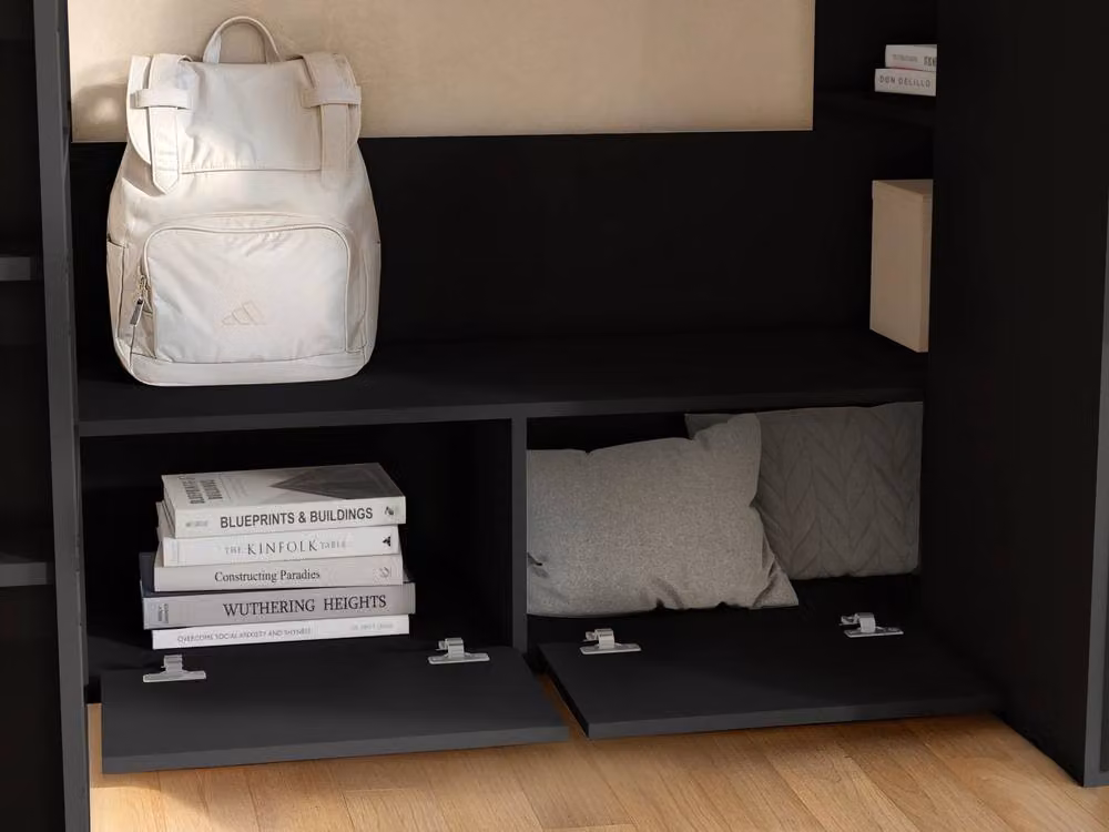 Flair Furnishings Aspen Ribbed High Sleeper with Storage and Wardrobe in Black – 6