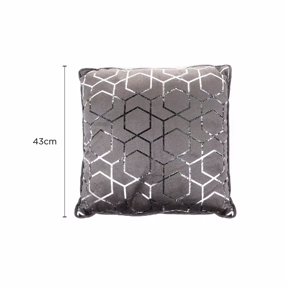 Voltico Foil Printed Square Filled Cushion in Anthracite, Pink or Grey, W/D/H: 43 x 43 x 43 cm – 3