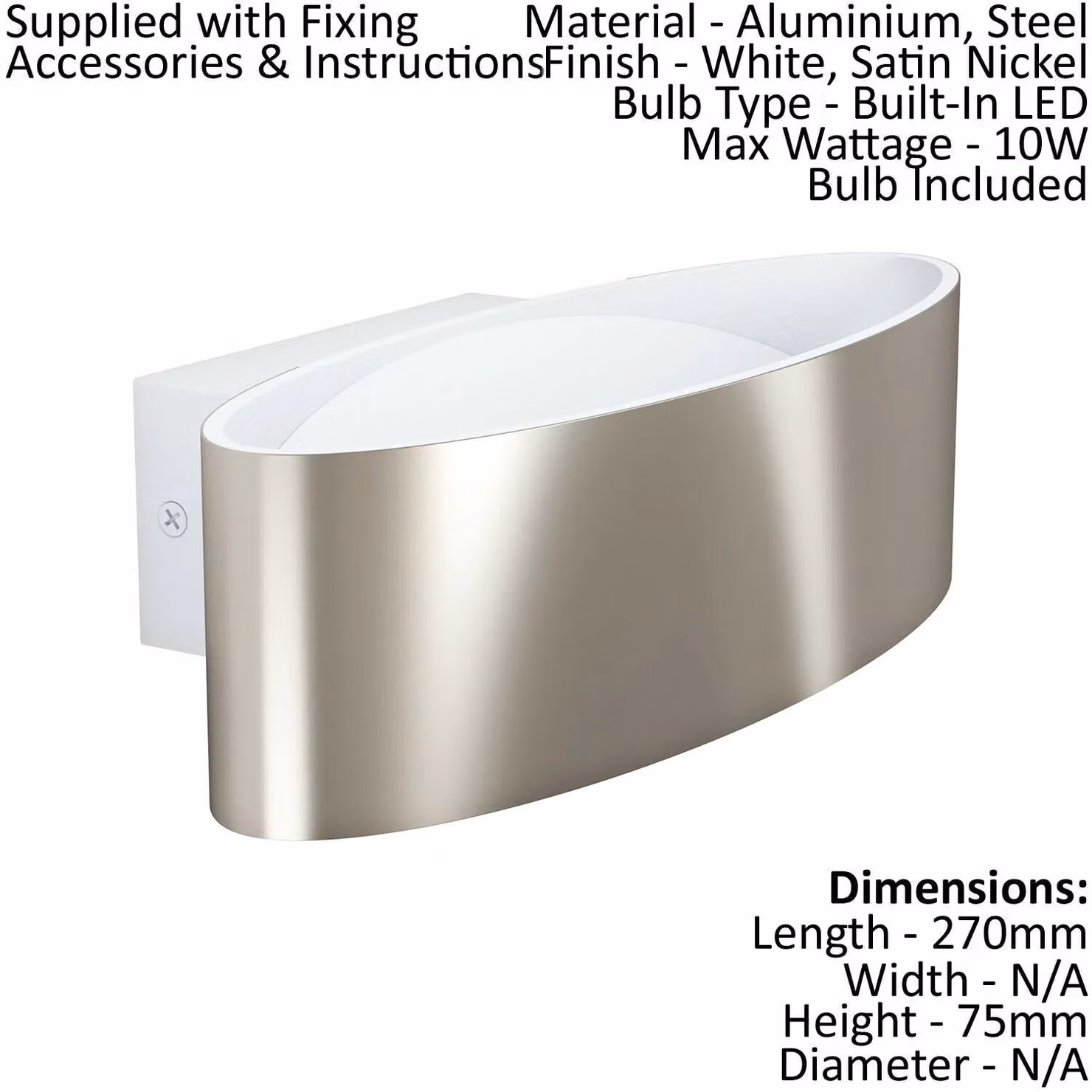 Loops 2 Pack Modern LED Wall Light in White and Silver with Transparent Plastic Shades – 2