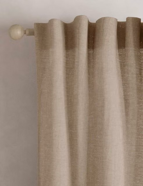 M&S Cotton Linen Blend Sheer Multiway Curtains, Beige, H: 183 cm, W: 168 cm