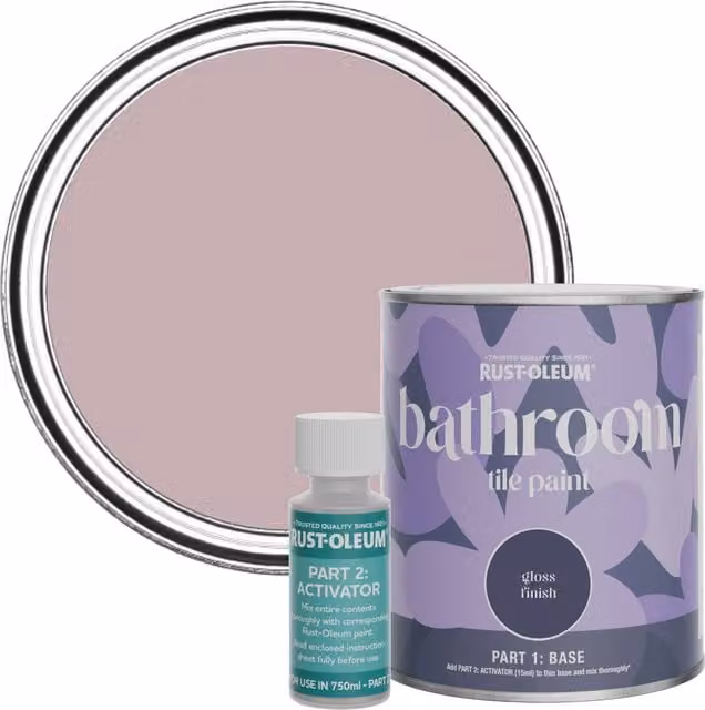 Rust-Oleum Bathroom Tile Paint in Little Light Pink Gloss Finish, 750ml