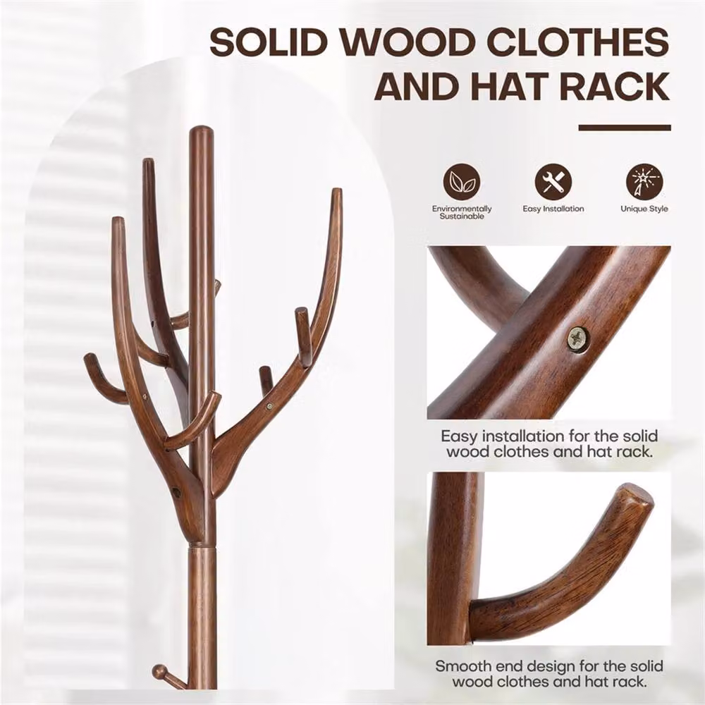 Nordara Modern Rubberwood Post Tree Hallway Coat Rack in Brown – 2