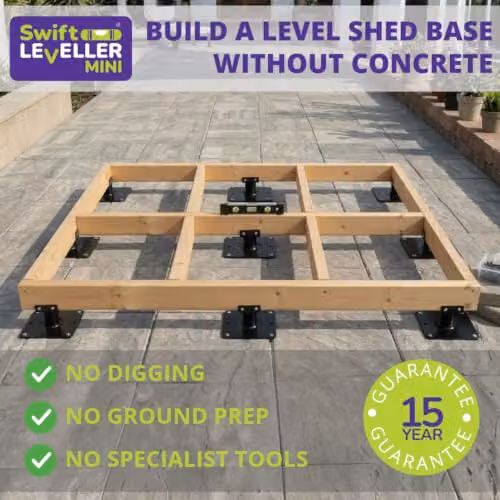 Swift Leveller Mini Shed Base System Black Adjustable Shed Foundation with 17 Supports for 12ft x 8ft Sheds