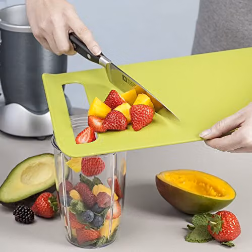 Zeal Straight to Pan Slim Kitchen Chopping Board, Large, Lime Green, W/D/H: 33.5 x 22.5 x 2 cm – 4