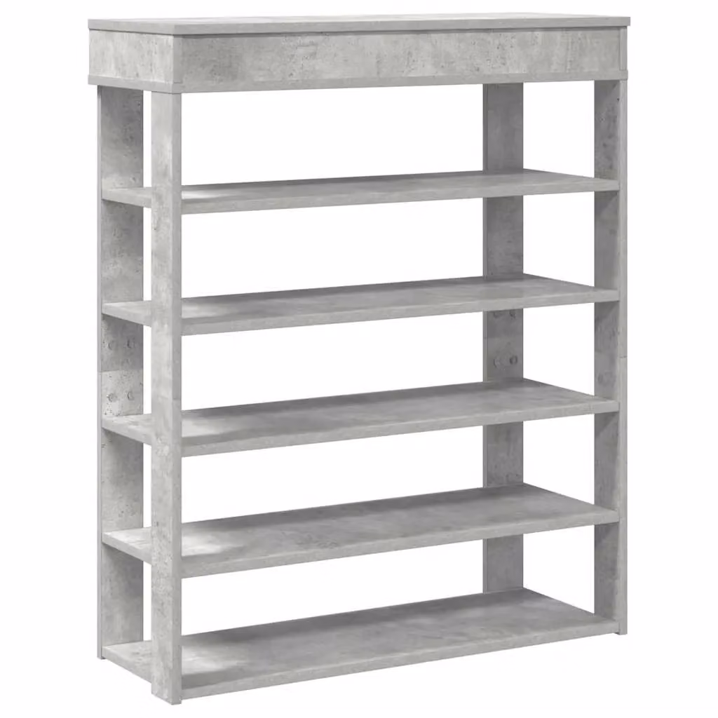 Berkfield Home Concrete Oak Shoe Rack in Grey, W/D/H: 80 x 30 x 98 cm – 2