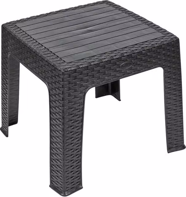 Nordara Black Woven Polyrattan Square Coffee Table for Outdoor Garden and Terrace Use – 1