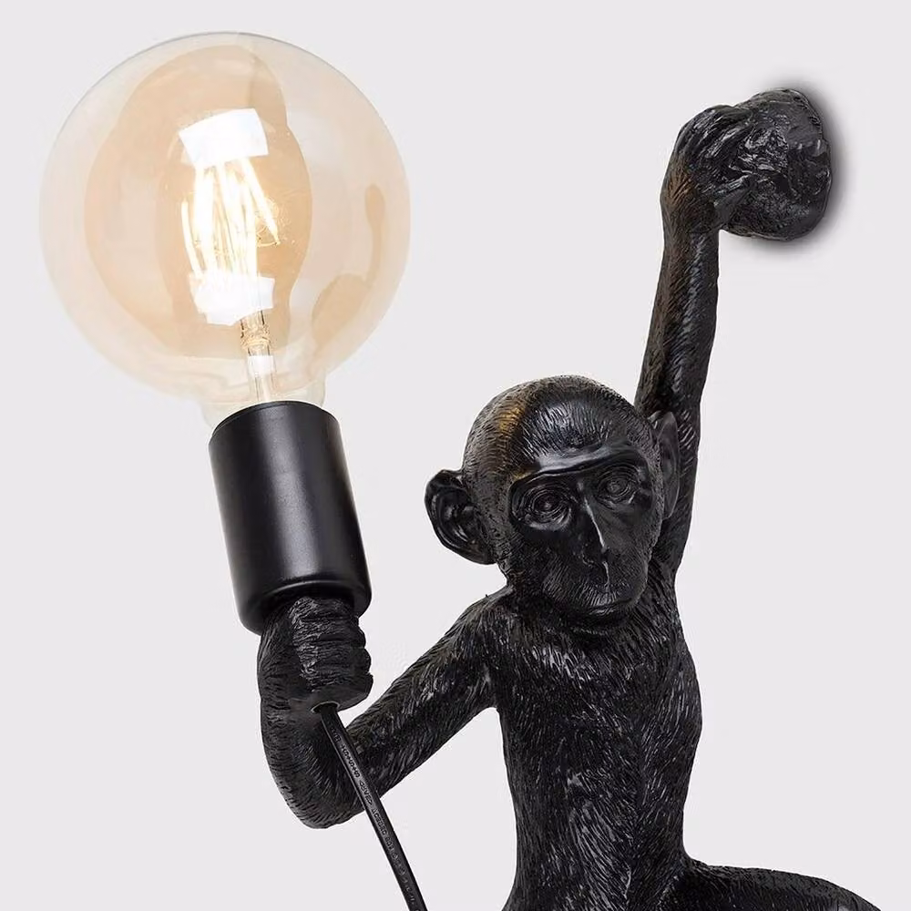 FORGEVIO Monkey Holding a Light Bulb Wall Light in Black – 3