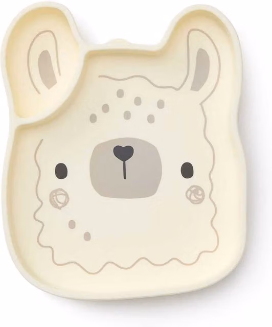 Loulou Lollipop Lane Llama Silicone Snack Plate in Cream, Yellow and Beige