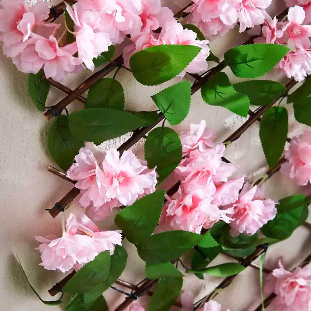 Marco Paul Expandable Artificial Pink Blossom Trellis Privacy Screen, W/H: 60 x 180 cm – 4