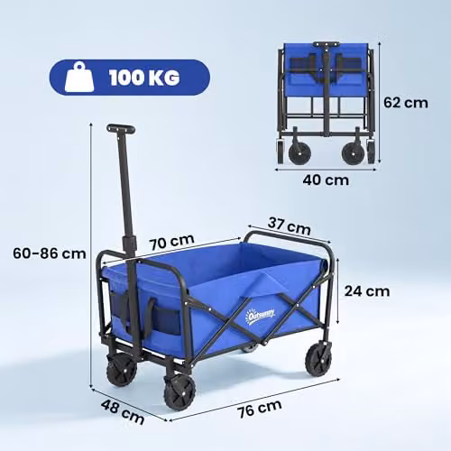 Outsunny 93L Heavy Duty Festival Trolley on Wheels, Blue – 5