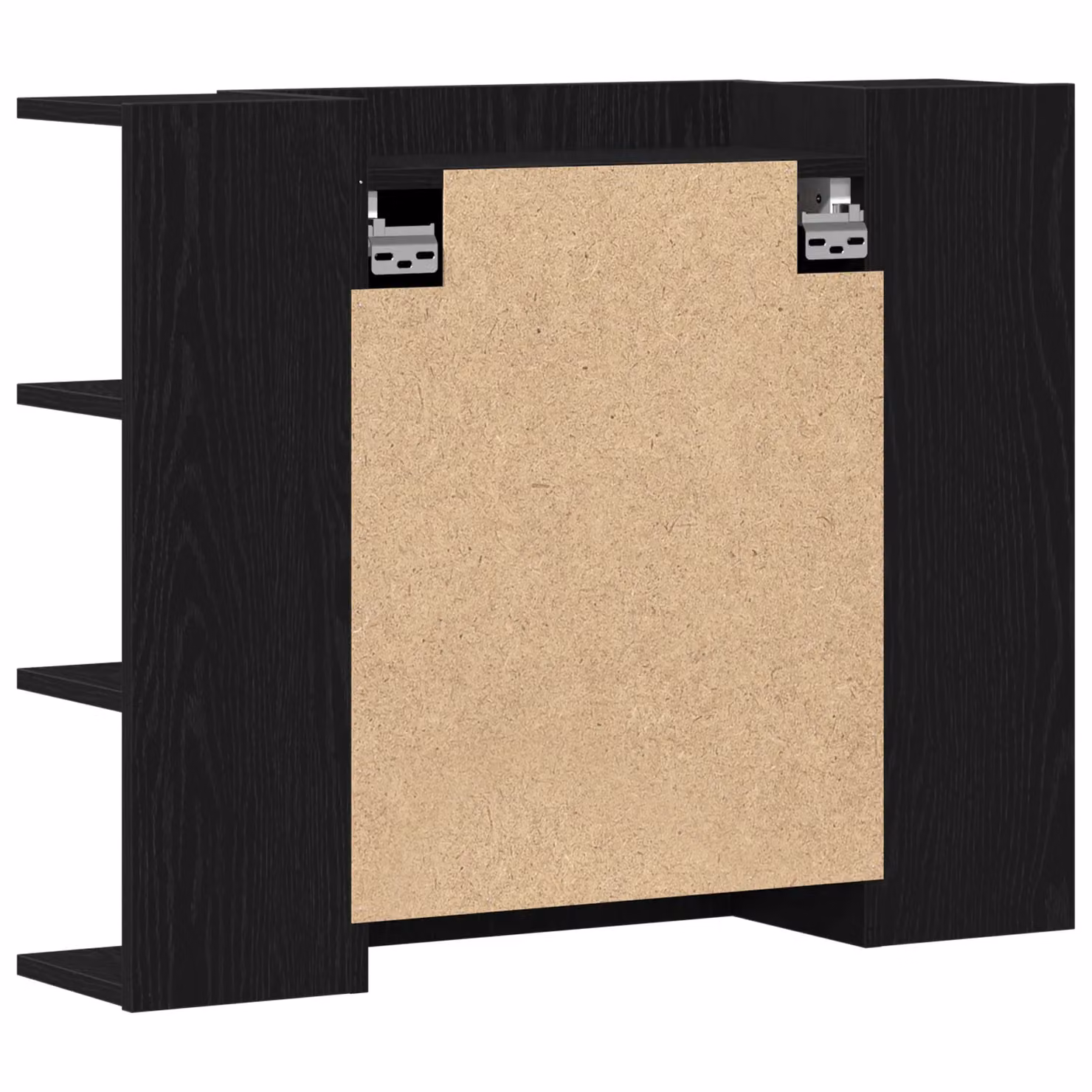 Berkfield Home Black Oak Solid Wood Compact Wall Mounted Bathroom Mirror Cabinet with Internal Shelves – 6
