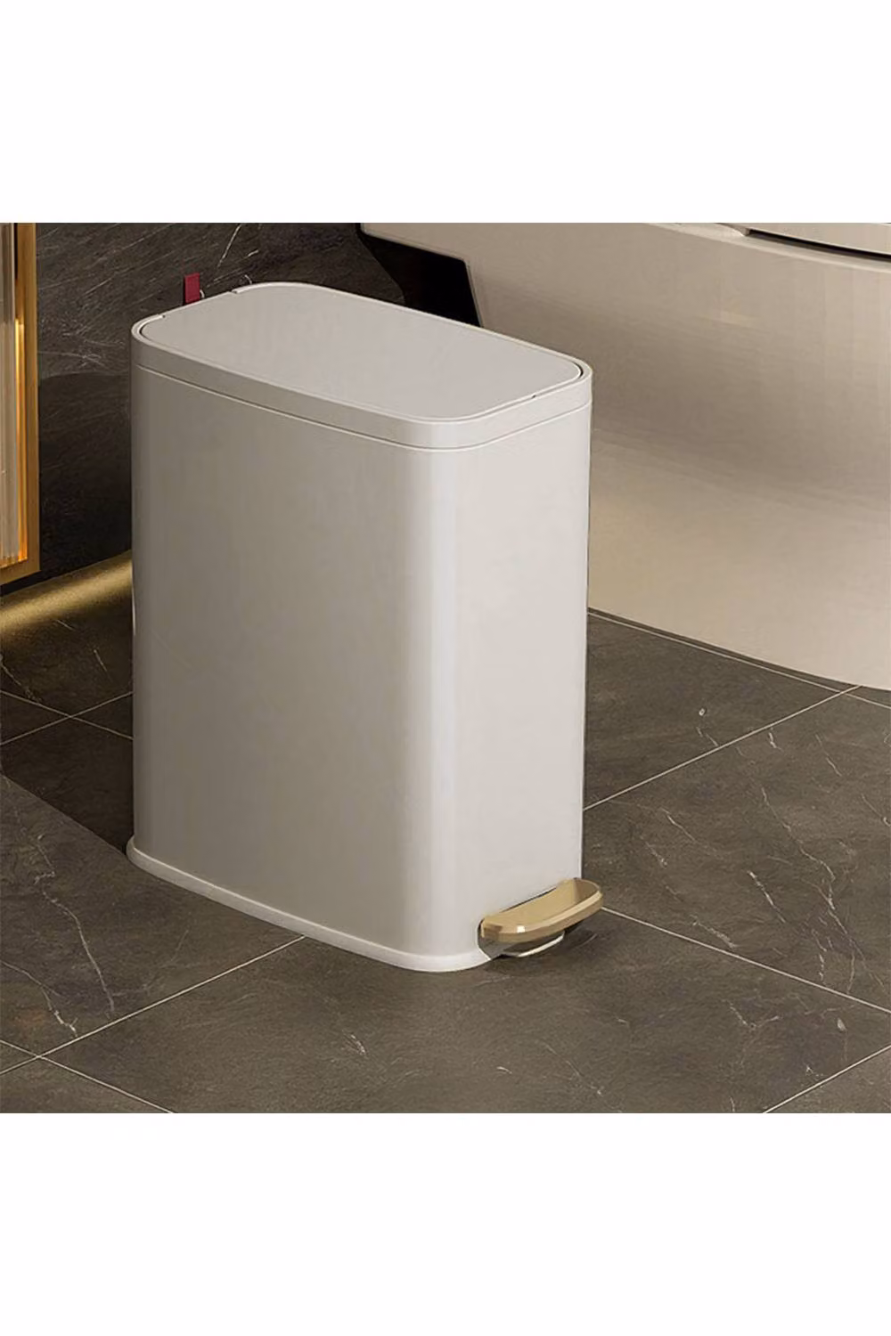 Living and Home 5L Smudge-Resistant Frosted Stainless Steel Soft-Close Foot Pedal Dustbin with Odour Filter, White – 2
