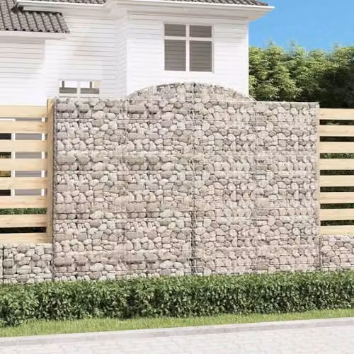 vidaXL Set of 4 Arched Gabion Baskets in Silver Galvanised Steel, W: 300 cm, D: 50 cm, H: 220/240 cm