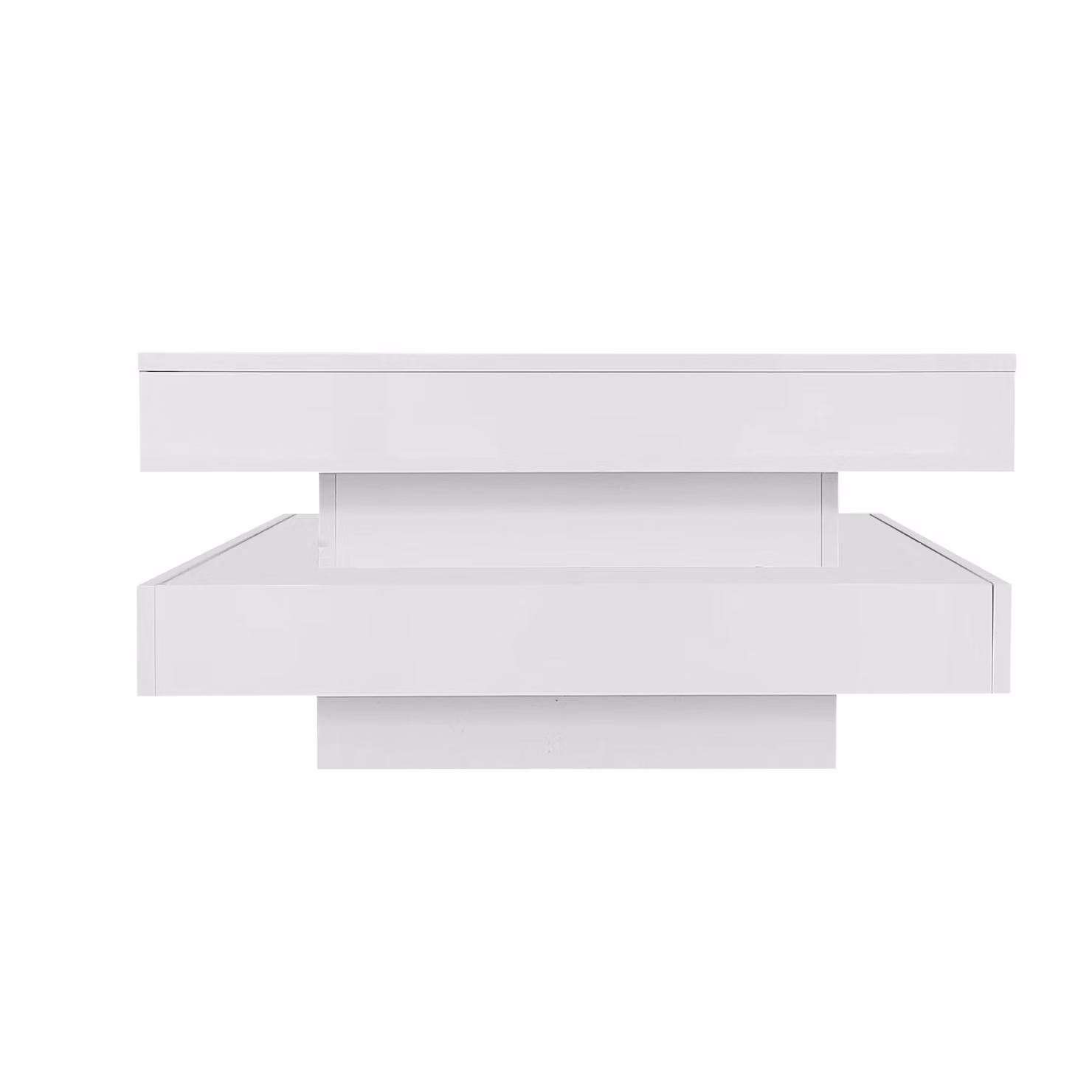 Aosom UK High Gloss Square Lift Top Coffee Table with Rotating Top and 16-Colour LED Lights, White, W: 70 cm, D: 70 cm, H: 36 cm – 2