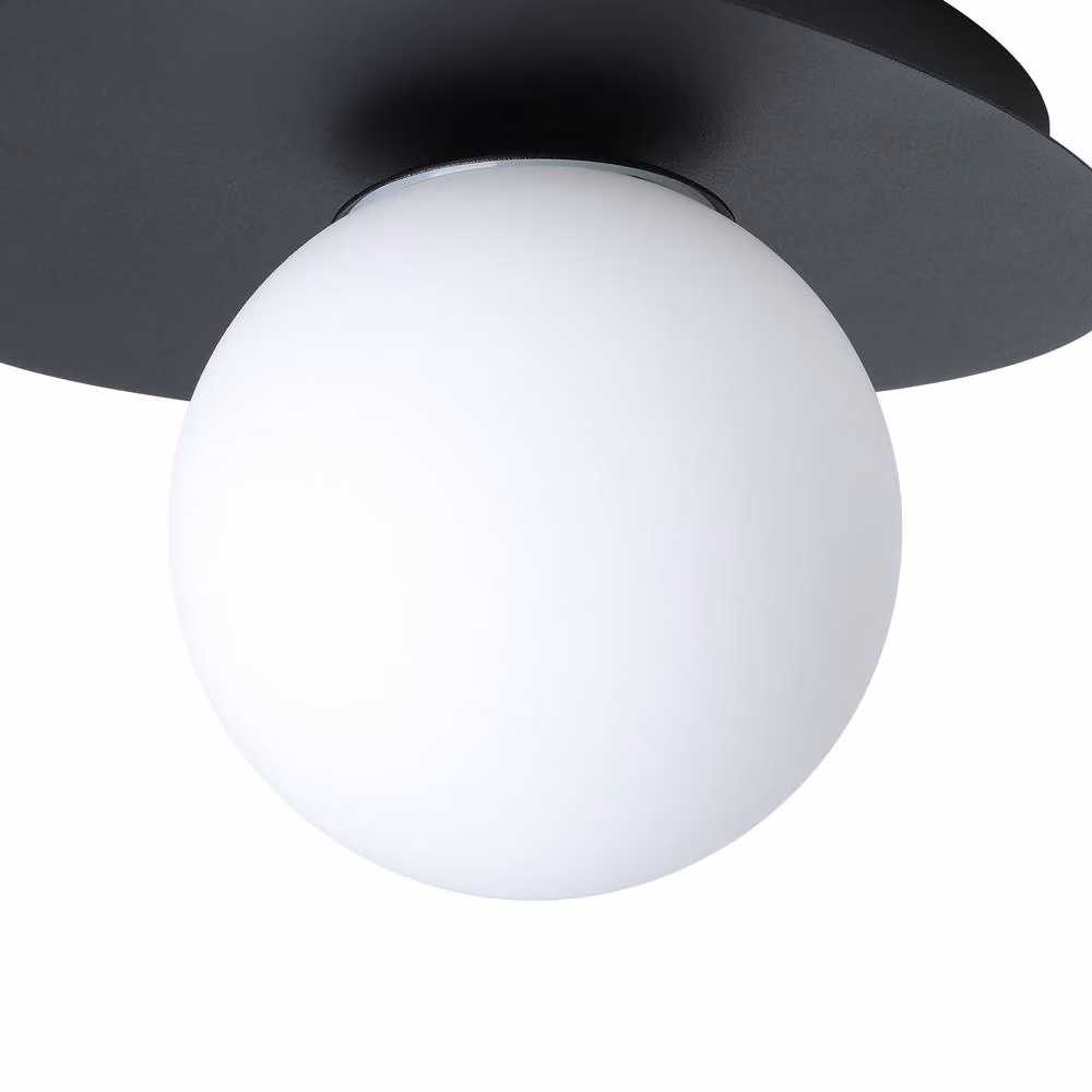 Eglo Castrovido Modern LED Bathroom Wall Light in Black with Transparent Glass Sphere – 2