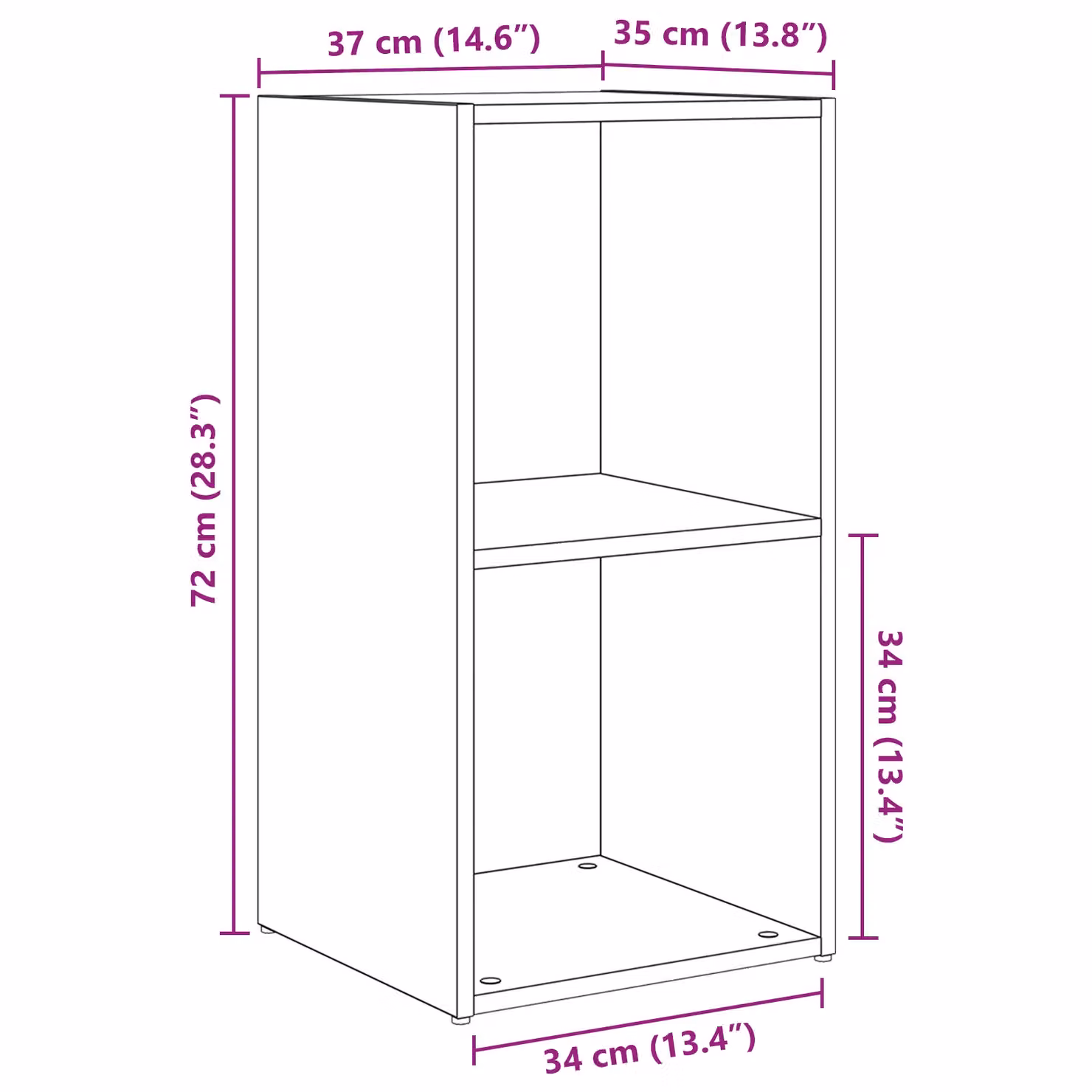 Berkfield Home 4-Piece Black Oak Cube Storage Shelving Unit with Back Panel, W: 72 cm, D: 35 cm, H: 36.5 cm – 7