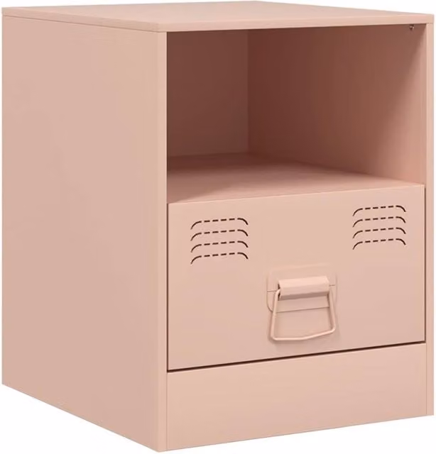 Berkfield Home Pink Metal Bedside Cabinet W/D/H: 34.5 x 39 x 44 cm