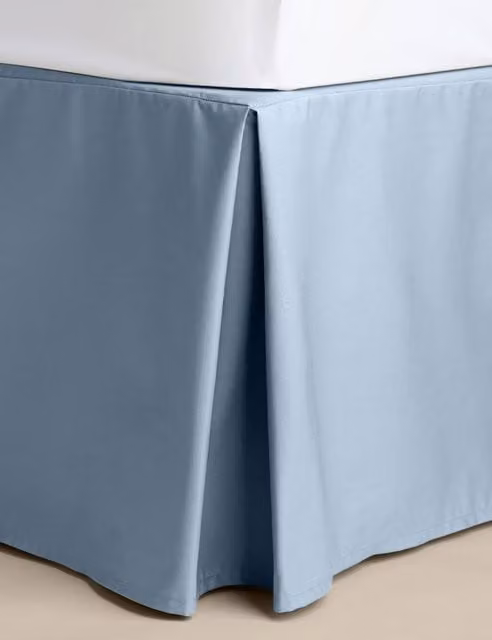 M&S Egyptian Cotton 230 Thread Count Percale Valance in Light Wedgewood Blue, 180 x 200 cm