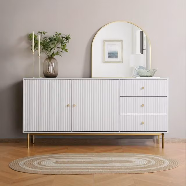 Devon Large Sideboard Cabinet with Storage in White