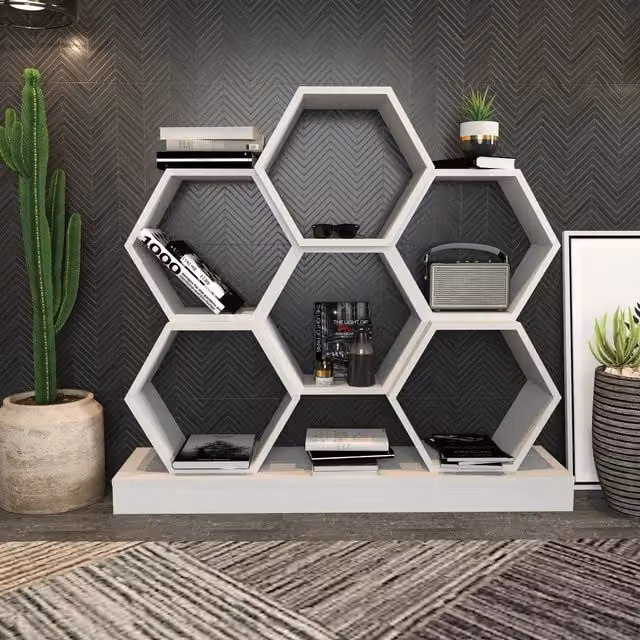 Decorotika Geometric Flower Shelving Unit in White