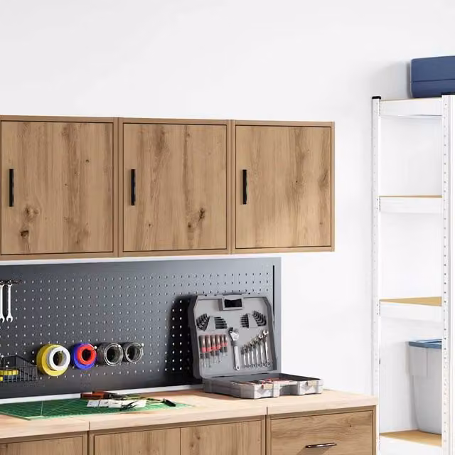 Berkfield Home Artisan Oak Garage Wall Cabinets, 2 Piece Set in Brown