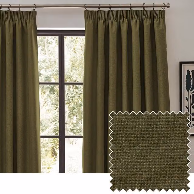 Make It A Home Green Thermal Insulating Blackout Pencil Pleat Curtains, Height: 229 cm