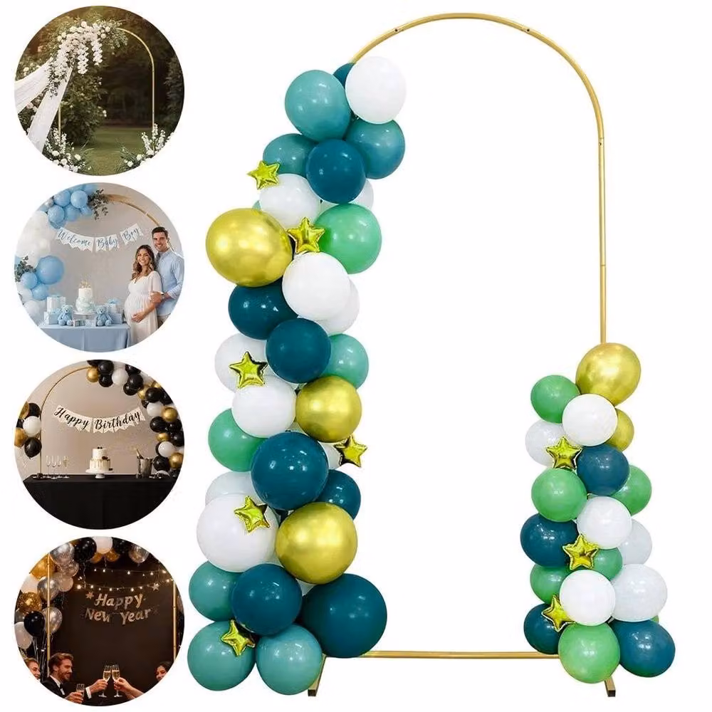 FLAVORA Gold Metal Round Wedding Arch Stand Freestanding Flower Display Frame – 2