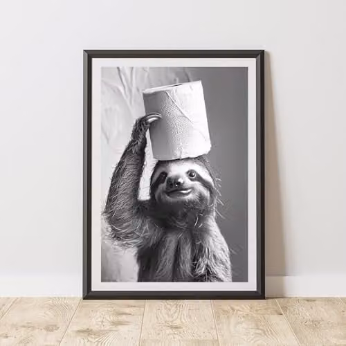 60 Second Makeover Sloth Toilet Roll Animal Print Paper Poster, A4