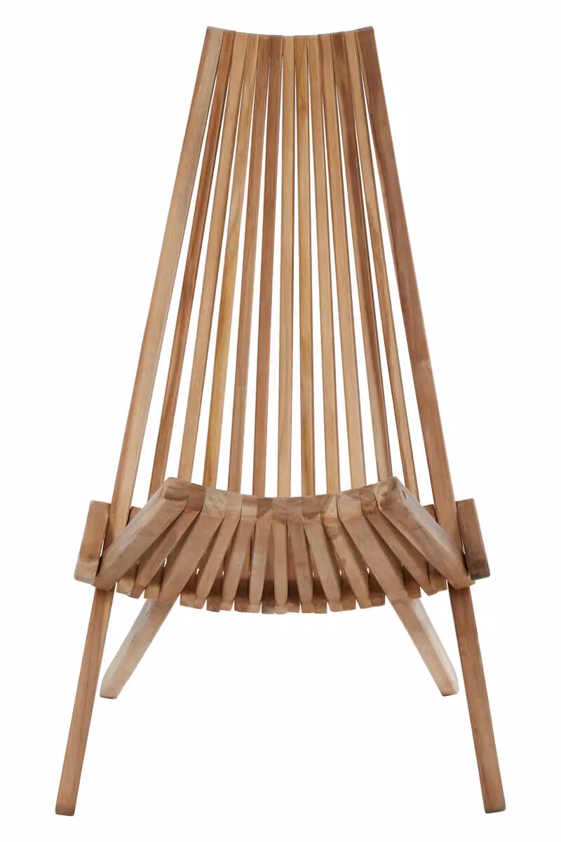 Orsina Scandinavian Lounge Chair with Armrests in Brown and Beige Wicker and Solid Wood Frame, H 104 x W 60 x D 60 cm – 3