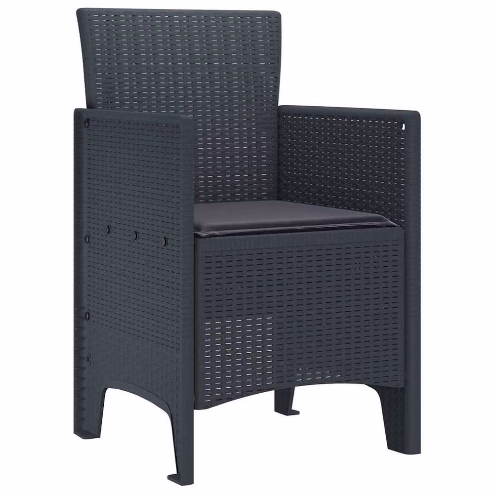 Berkfield Home Set of 4 Anthracite Poly Rattan Garden Chairs with Cushions in Dark Grey – 2